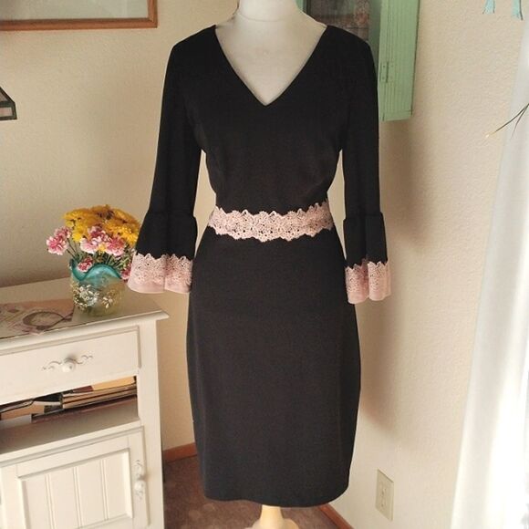 Signature by Sangria Dresses & Skirts - Sangria Little Black Dress With Lace Trim
